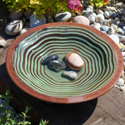 Glazed Bird Bath With 3 Glazed Mounting Feet Seconds Stock