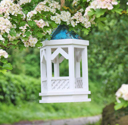 Hanging Gothic Bird Table / Gothic Lantern - White - Indoor Use Only