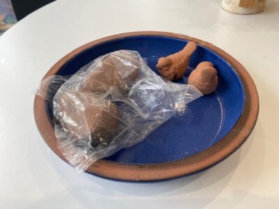Blue Dipper Ceramic Bird Bath - With Bird and Pebbles - Slight Seconds